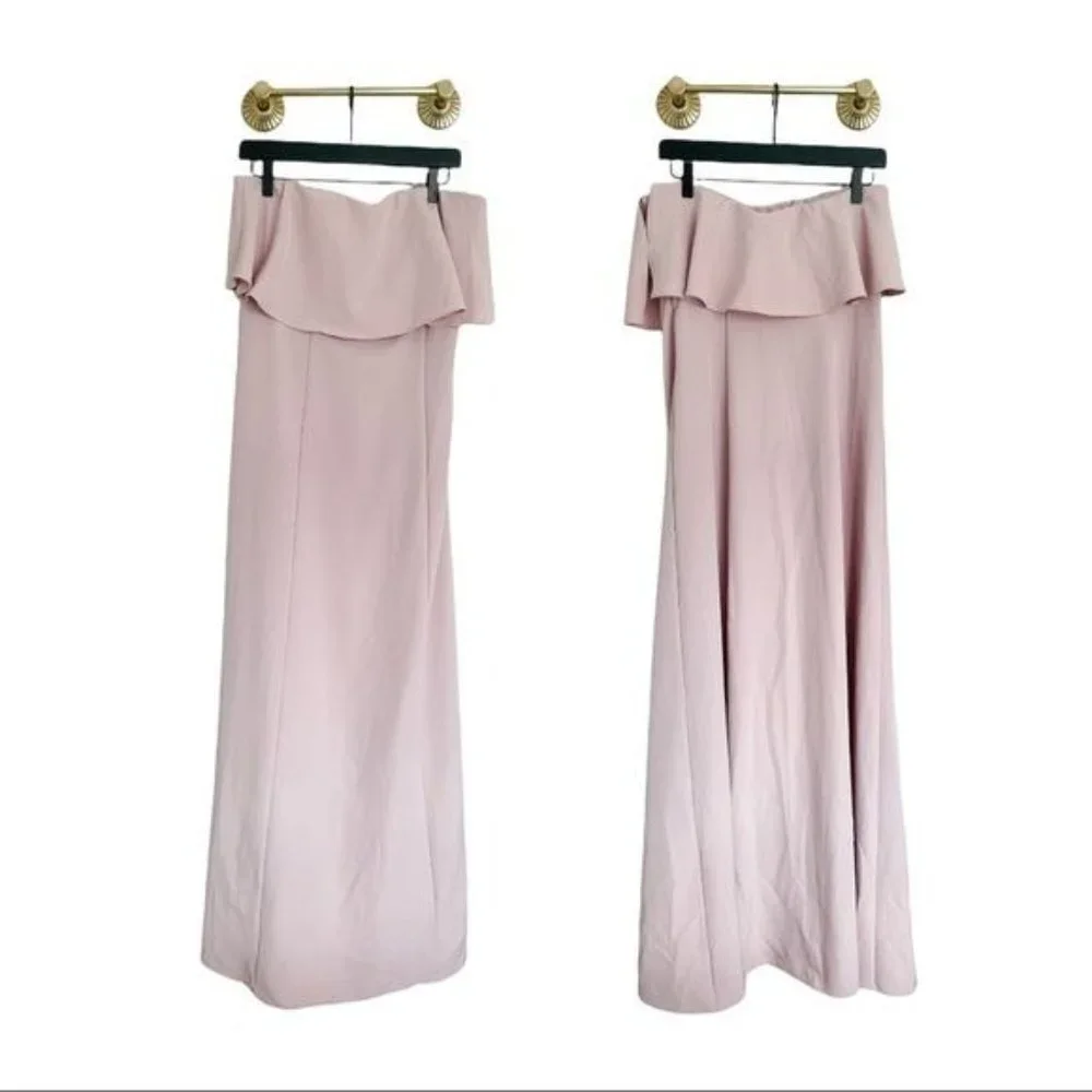 Show Me Your Mumu Women's Pink Monaco Ruffle Gown Size Large - Picture 2 of 10